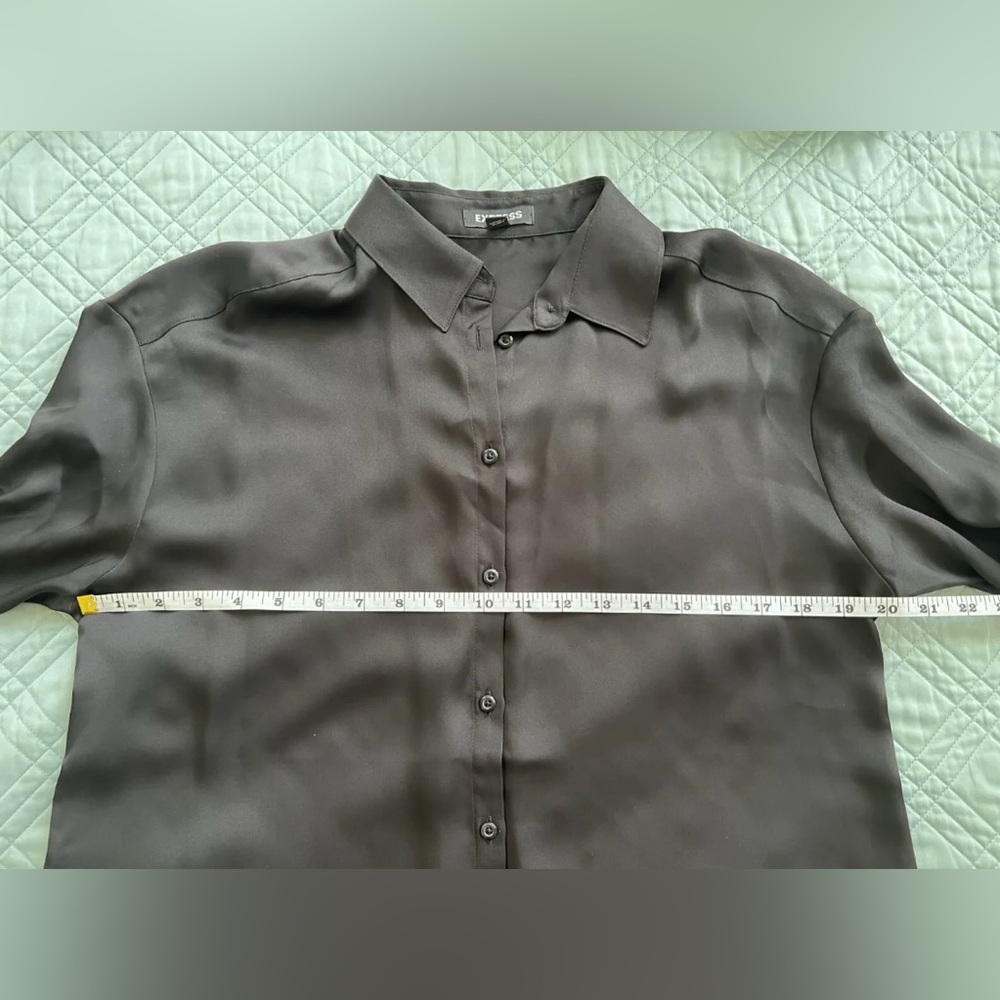 BUNDLE NWOT Express Oversized Satin Black White Button Up Shirt Blouse XSmall - Picture 6 of 15